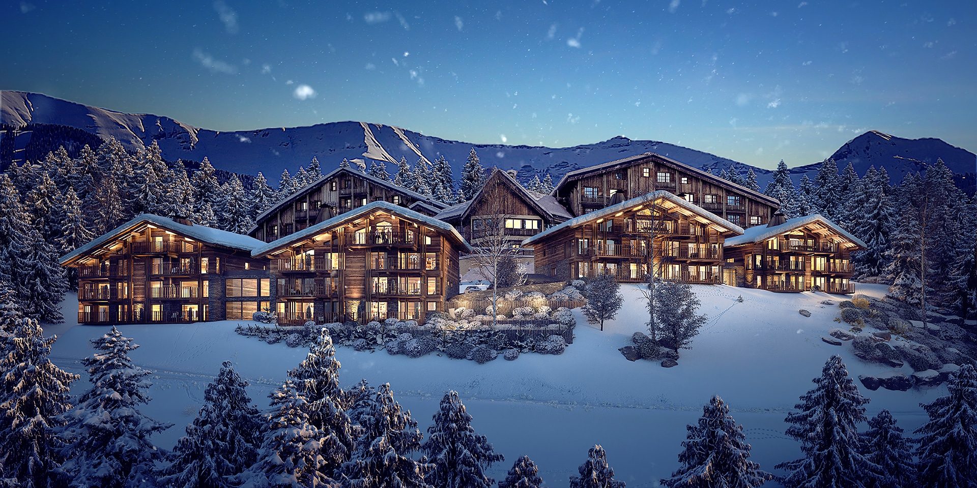 Idéalement niché au pied du Mont d’Arbois, cet ensemble de chalets offre un emplacement d’exception dans la prestigieuse station de ski de Megève.

Quatre chalets intimistes abritent un total de 21 appartements d’une surface de 108 à 212m². Allant de 3 à 5 chambres, les intérieurs parfaitement décorés et équipés possèdent de généreuses terrasses.
Un accès privilégié à un ensemble de services hôteliers haut-de-gamme est inclus.